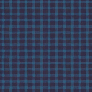 Christmas Day - Vintage washed out plaid in blues M
