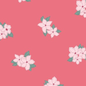 Cherry Blossom Flowers Olive (Pink) - JUMBO 24X24