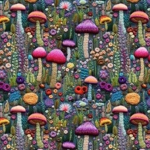 Faux embroidery mushrooms