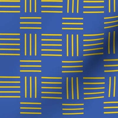 Yellow stripe design on blue background