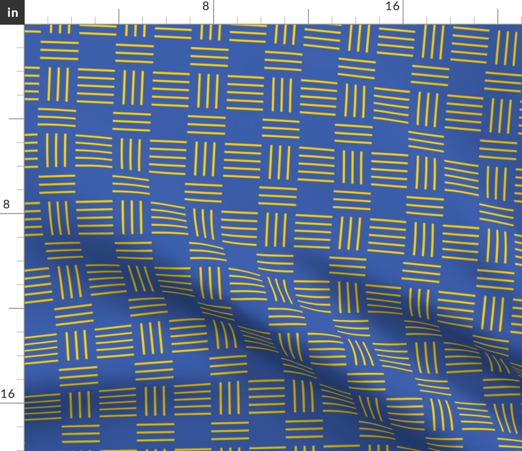 Yellow stripe design on blue background