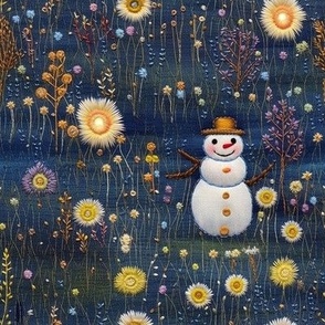 Snowman and flowers 