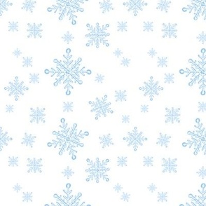 Blue Christmas Snowflakes On White
