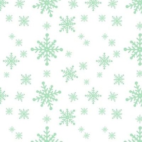 Green Christmas Snowflakes On White