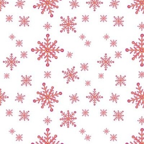 Red & Gold Christmas Snowflakes On White