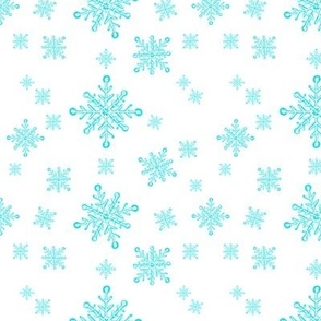 Turquoise Christmas Snowflakes On white