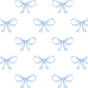 Classic Blue Bows Preppy Grandmillenial watercolor baby blue Bow Ribbon Trellis, Swaddle, Burb Cloth, Baby Bedding, Newborn Gift 5" PF136F