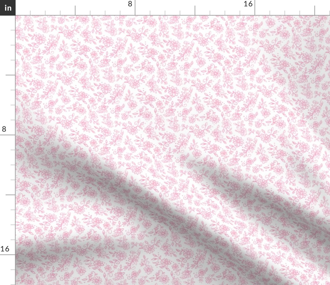 Pink Chinoiserie Floral, Chintz, Ditsy, Toss, Multi Directional 4", Spring Summer Florals,  Cottage Core, Preppy, Block Print, Grand Millennial PF138C