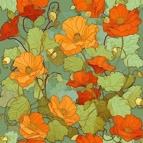 Nasturtiums Boho Floral Print