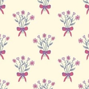 TINY Bouquet Pattern - Pink on Cream