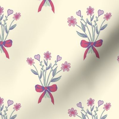 SMALL Bouquet Pattern - Pink on Cream