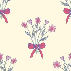 MEDIUM Bouquet Pattern - Pink on Cream