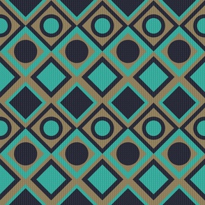Black_ turquoise and tan geometric