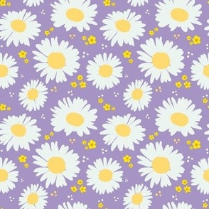 Tossed Spring Daisies on Lavender