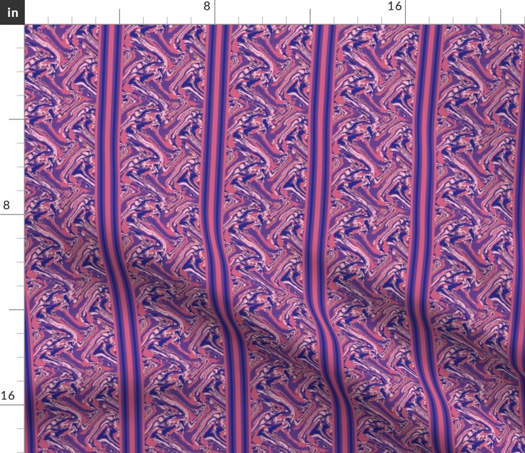 CNTR4  -  Countryside  Abstract Stripes in Coral and Purple - 4 inch repeat
