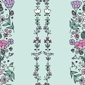 Vertical Folk Art Stripe Floral