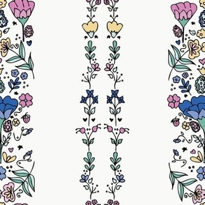 Vertical Folk Art Stripe Floral