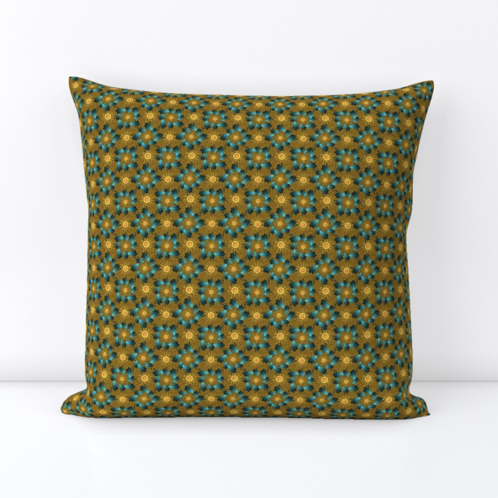 OSLH - Casual Ostrich Novelty Fabric or Wallpaper in Teal, Brown and Yellow - 2 inch repeat