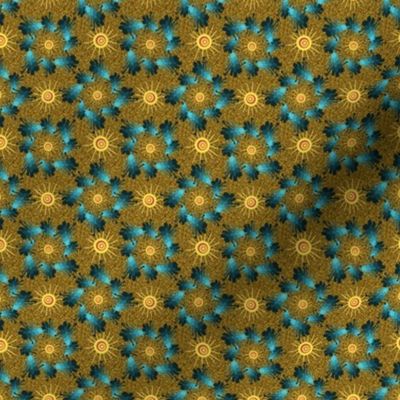 OSLH - Casual Ostrich Novelty Fabric or Wallpaper in Teal, Brown and Yellow - 2 inch repeat