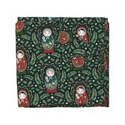 Christmas Russian Doll Dark Green Large Scale