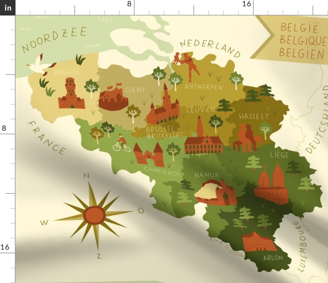 Illustrated map of Belgium