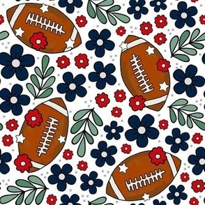 Medium Scale Team Spirit Football Floral in New England Patriots Colors Red Navy Silver