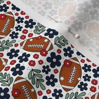Small Scale Team Spirit Football Floral in New England Patriots Colors Red Navy Silver