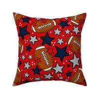 Large Scale Team Spirit Footballs and Stars in New England Patriots Colors Red Navy Silver