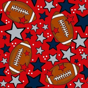 Large Scale Team Spirit Footballs and Stars in New England Patriots Colors Red Navy Silver