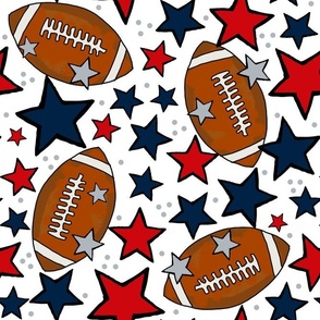 Large Scale Team Spirit Footballs and Stars in New England Patriots Colors Red Navy Silver