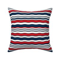 Large Scale Team Spirit Football Wavy Stripes in New England Patriots Colors Red Navy Silver