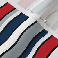 Large Scale Team Spirit Football Wavy Stripes in New England Patriots Colors Red Navy Silver