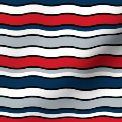 Large Scale Team Spirit Football Wavy Stripes in New England Patriots Colors Red Navy Silver