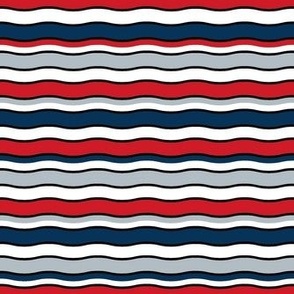 Medium Scale Team Spirit Football Wavy Stripes in New England Patriots Colors Red Navy Silver