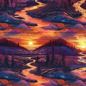 Psychedelic River Sunset