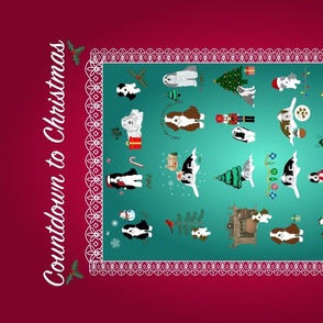 Christmas Dog Scene for a Countdown for the Holidays Tea Towel