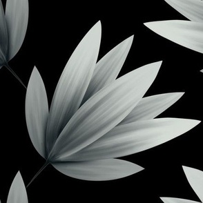 hand painted flower - black and white - botanical