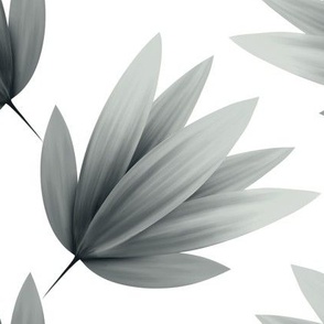 hand painted flower - silver grey - botanical