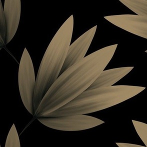 hand painted flower - black and gold - botanical