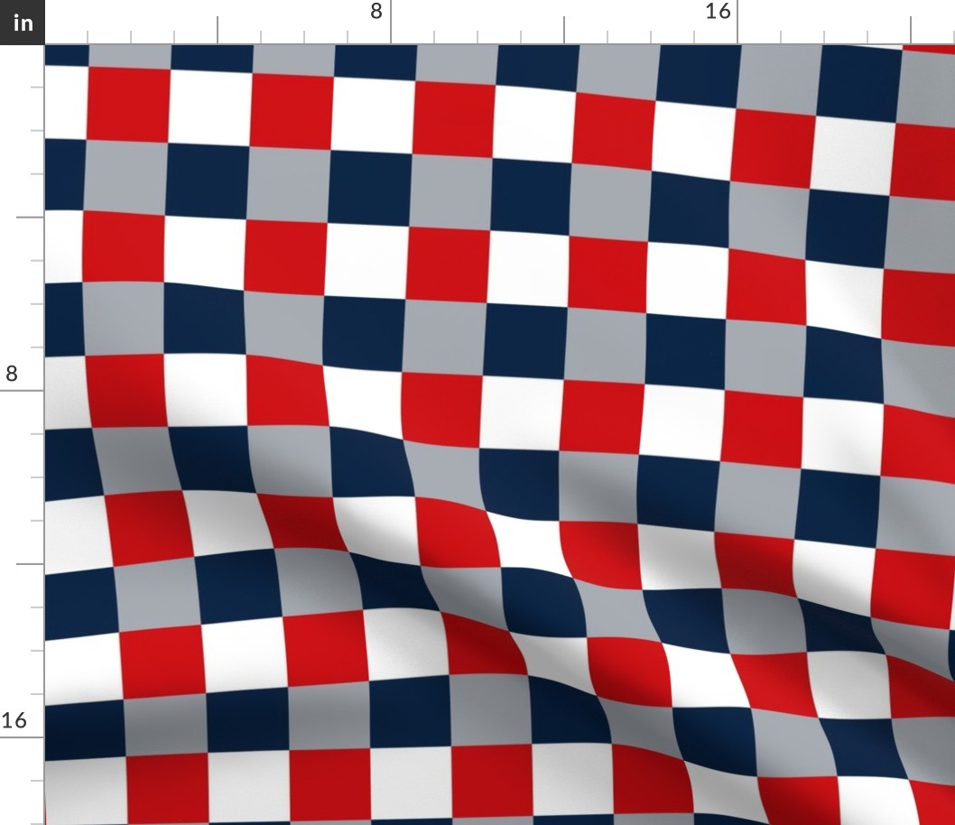 Medium Scale Team Spirit Football Bold Checker in New England Patriots Colors Navy Red Silver White