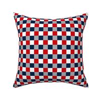 Small Scale Team Spirit Football Bold Checker in New England Patriots Colors Navy Red Silver White