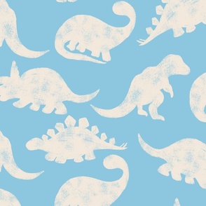 Dinosaur Adventures Dino Friends in Sizzle Sky Blue Two 24x24