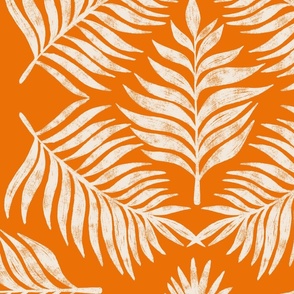 Palm Leaf Geometric in Sizzle Tangerine Orange 24x24
