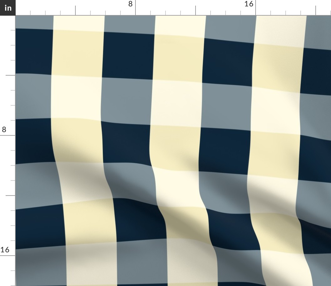 gingham check-yellow_ navy_ blue and cream 
