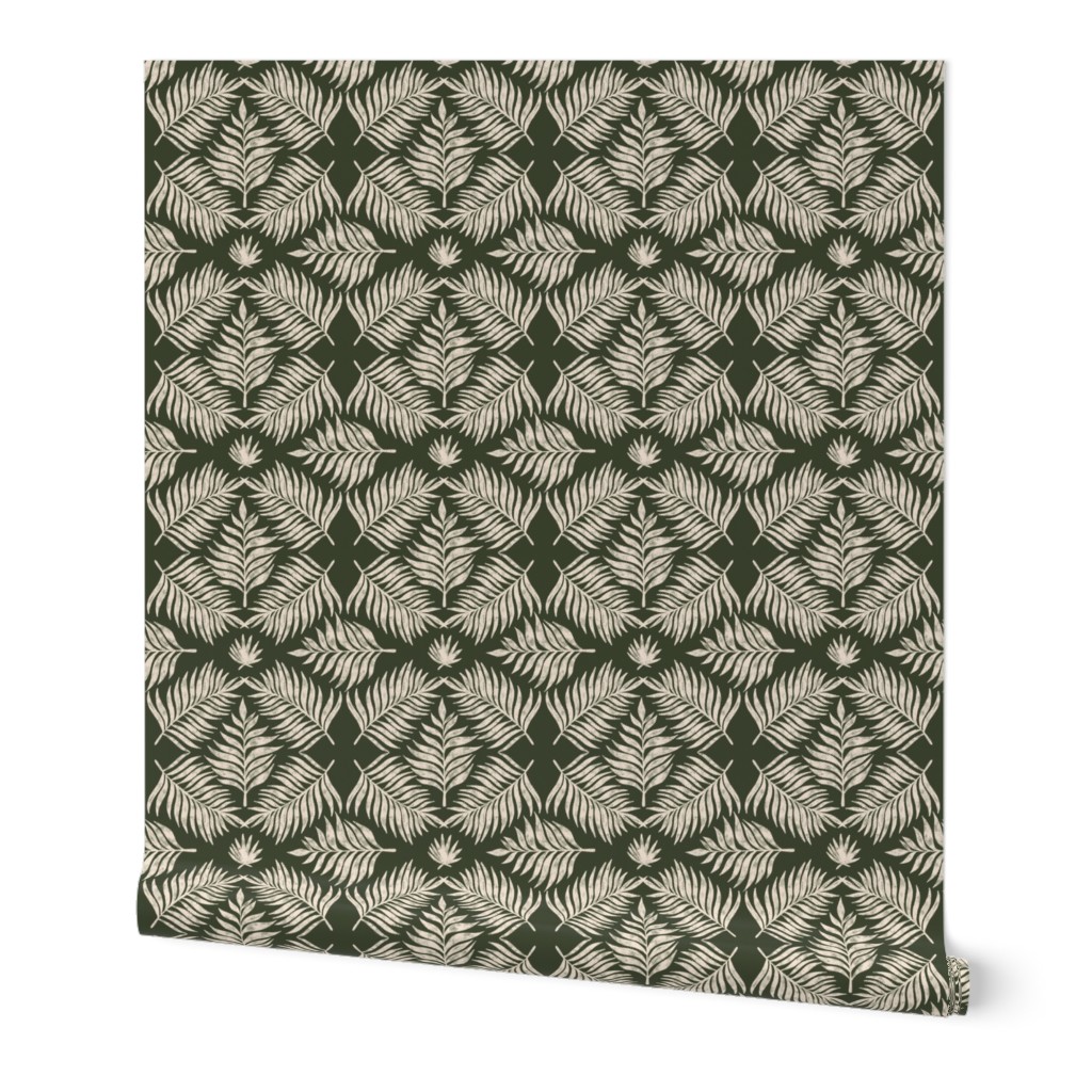 Palm Leaf Geometric in Dune Olive Green 12x12