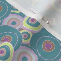 Bold Abstract Circles in Soft Shades of Purple, Green and Blue
