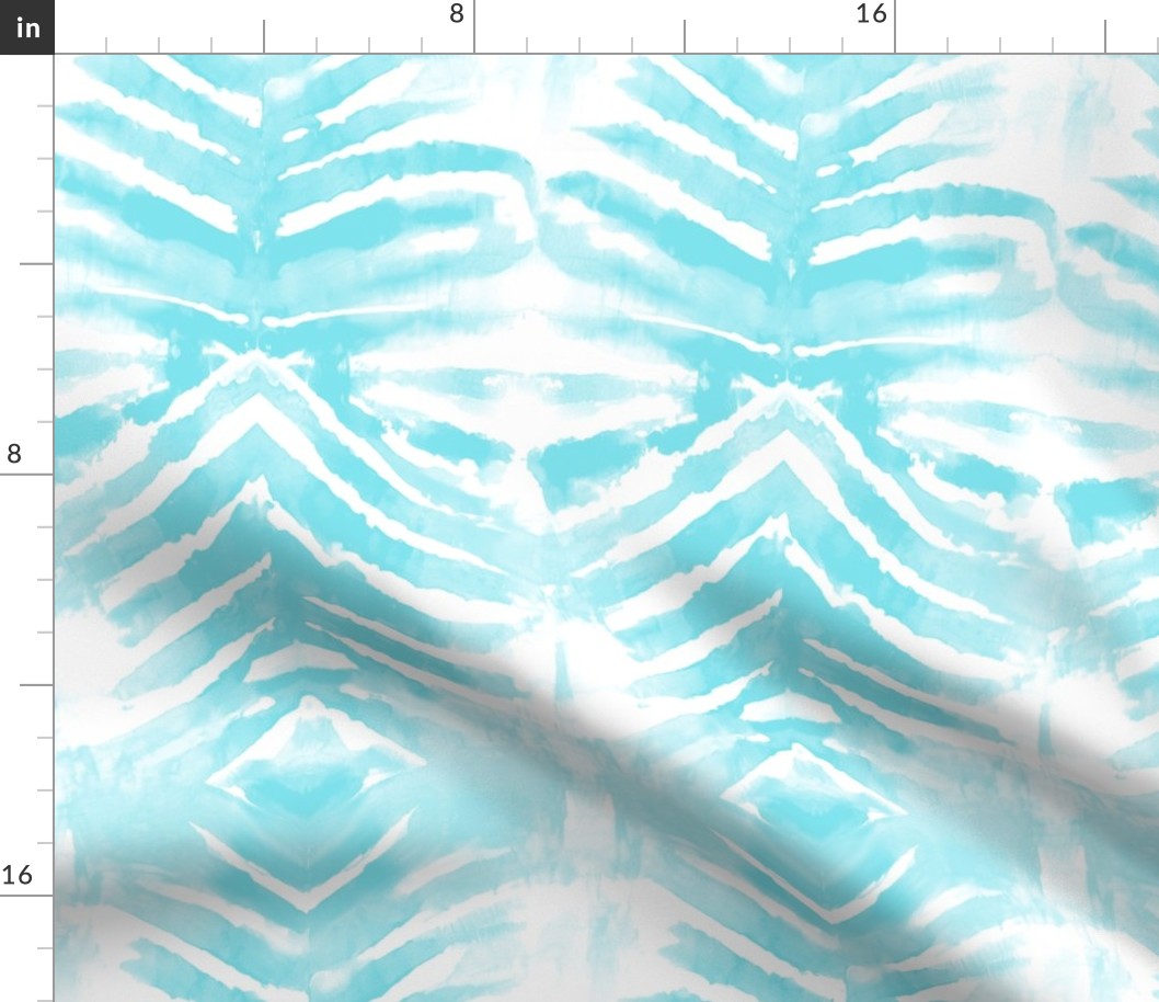 Aqua Zebra Stripe Shibori Tie Dye Pattern Boho Chic
