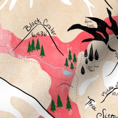 Oregon Cascades Map - Salmonberry Pink