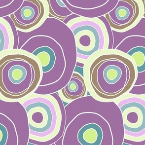 Bold Abstract Circles in Soft Purple, Mint Green and Turquoise