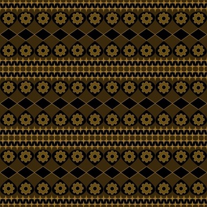 (S) Black & Brown_Mirror Repeat Pattern_Winsome Steampunk Geometric Gear Pattern
